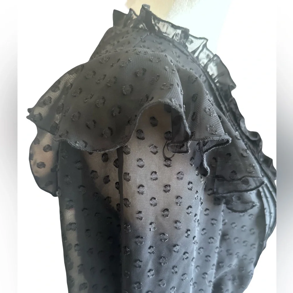 NEW! ZARA Black Classy Swiss Dress Sheer Sleeves. Size M - Picture 5 of 12